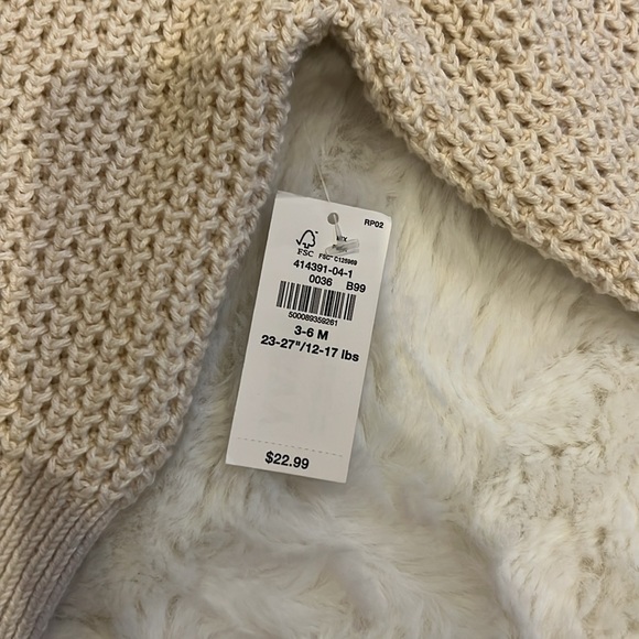 Old Navy Baby | Cream Knit Cardigan | 3-6 M - Picture 3 of 7